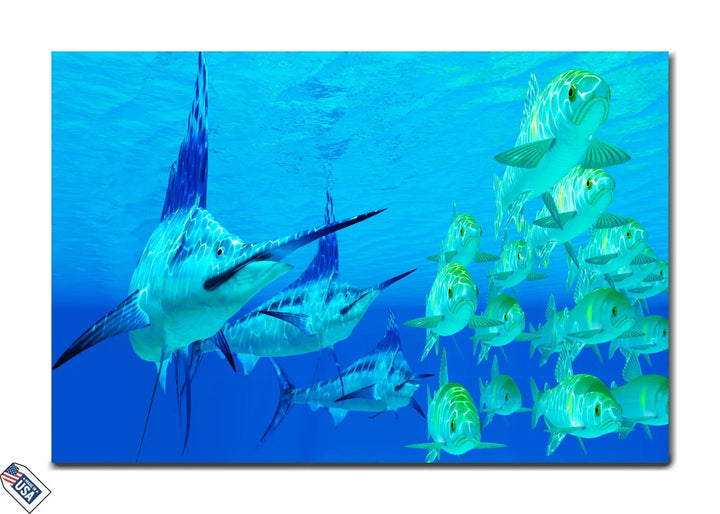 Blue Marlin and Yellowfin Jacks - Ocean Wall Art