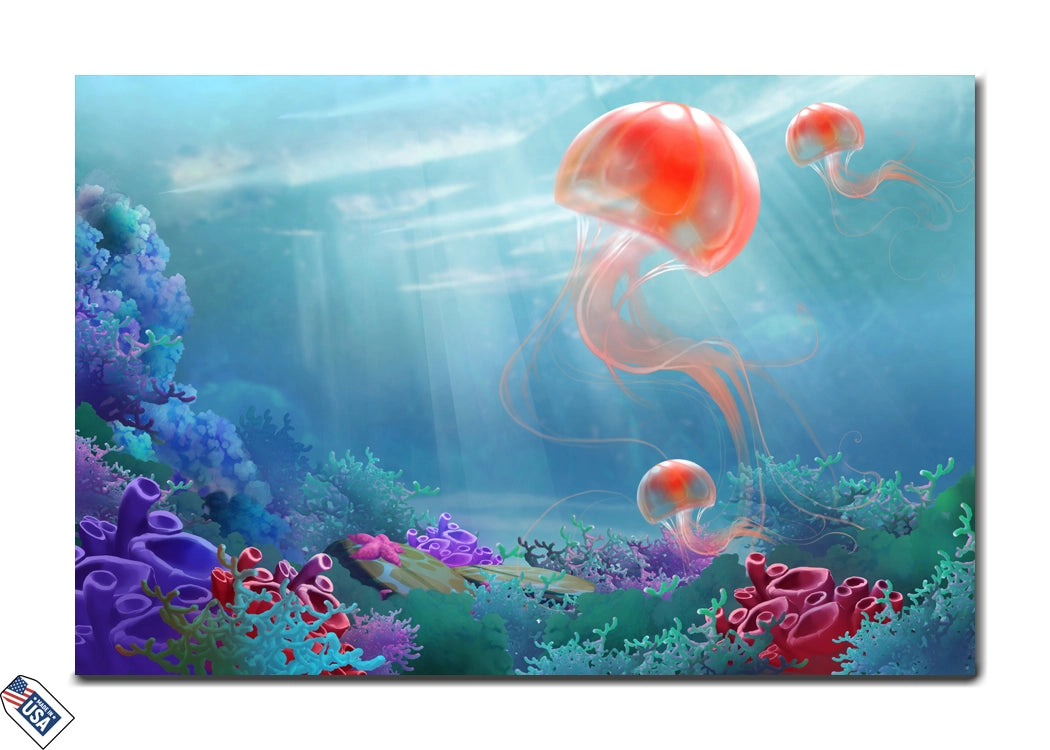 Ethereal Glow - Jellyfish Underwater Wall Art
