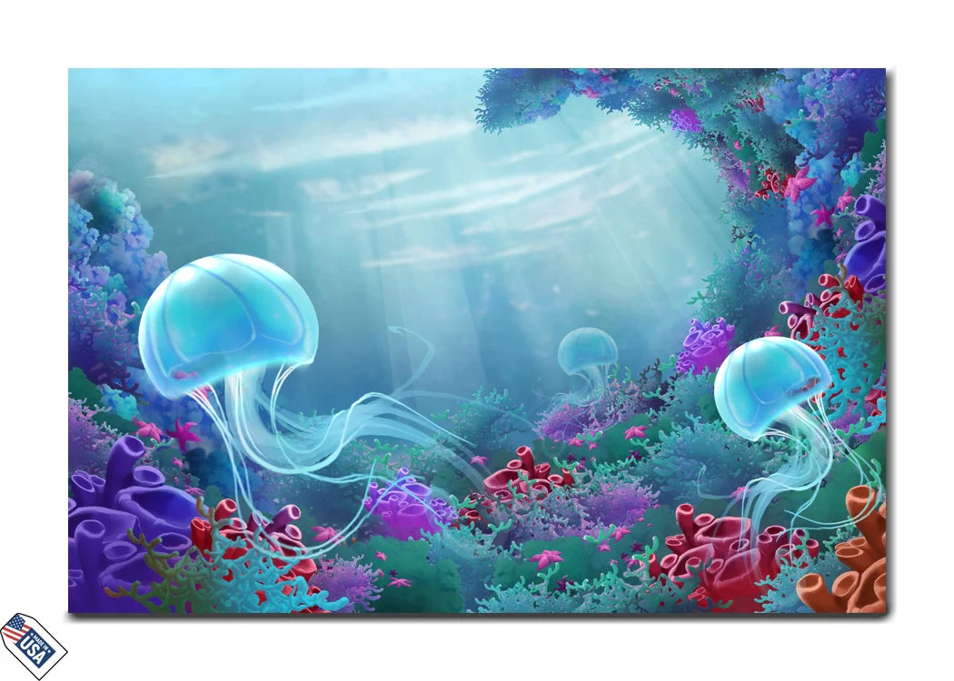Aqua Elegance - Jellyfish Coral Wall Art
