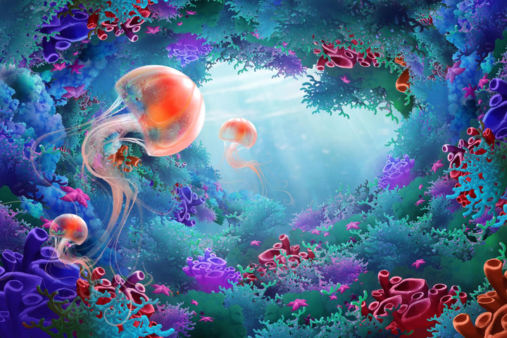 Enchanted Coral Depths - Jellyfish Fantasy Wall Art
