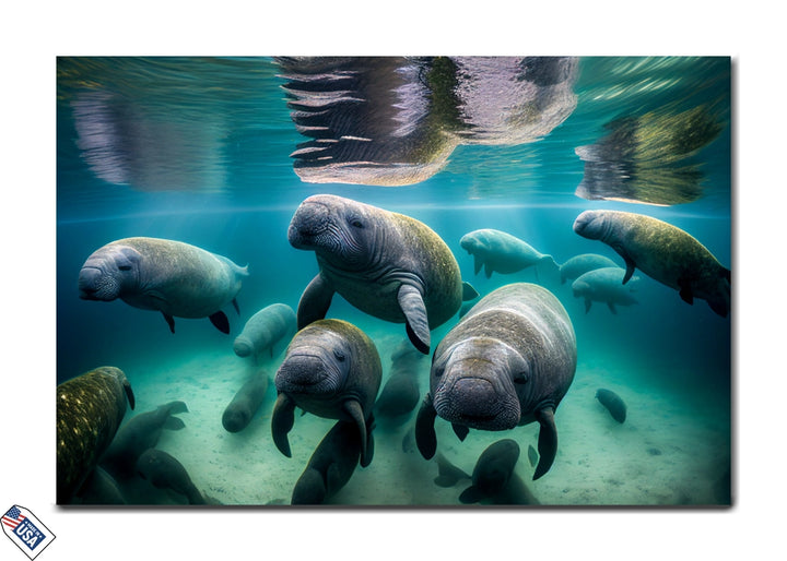 Manatee Harmony - Group Serenity Underwater Wall Art
