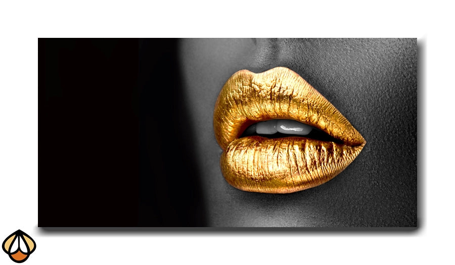 Gilded Allure - Golden Lips Portrait