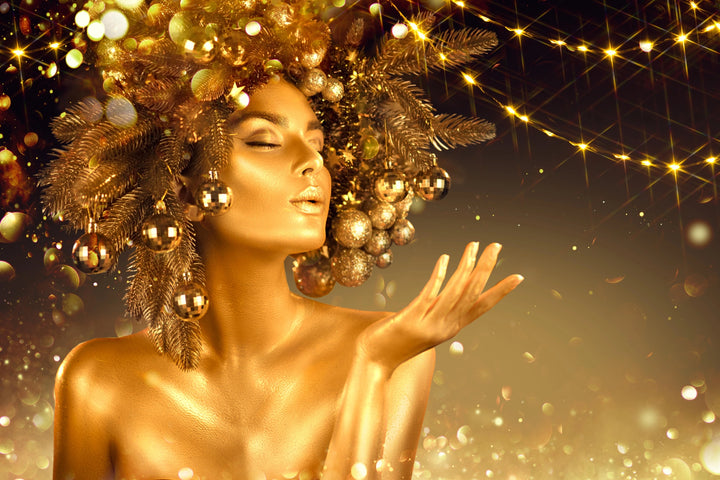 Golden Radiance - Festive Glamour Portrait