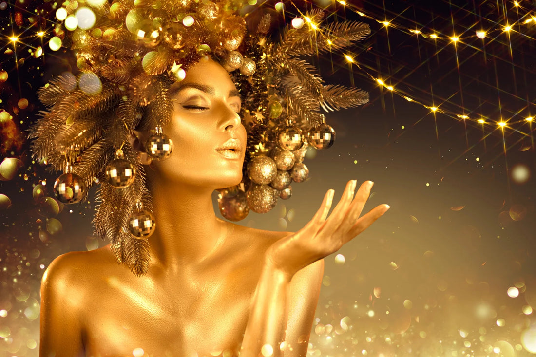 Golden Radiance - Festive Glamour Portrait