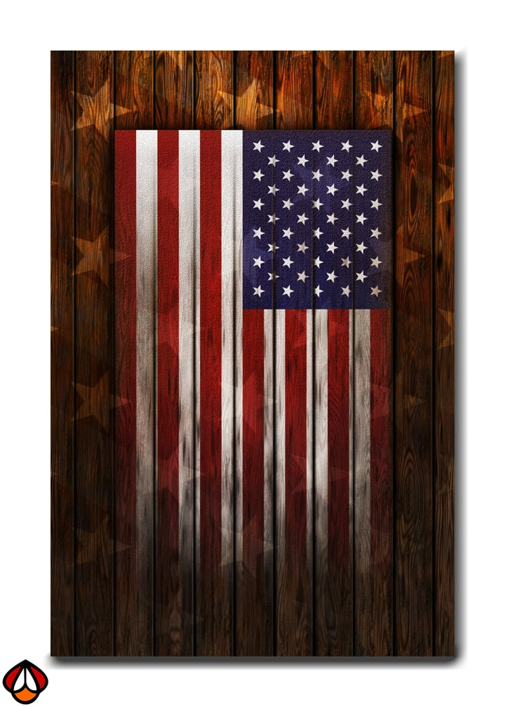 Rustic Patriotism - American Flag on Weathered Wood