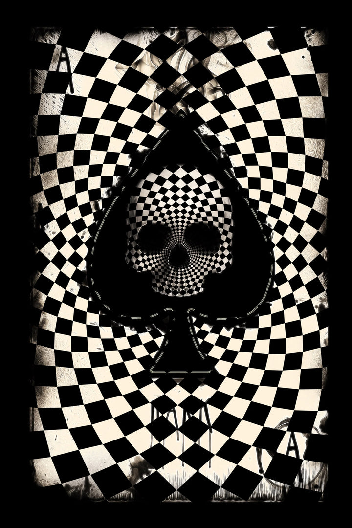 Psychedelic Spade - Checkered Skull Wall Art