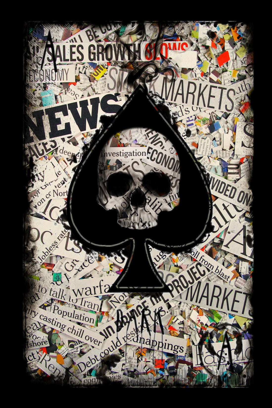 Collage Chaos - Spade Skull Wall Art