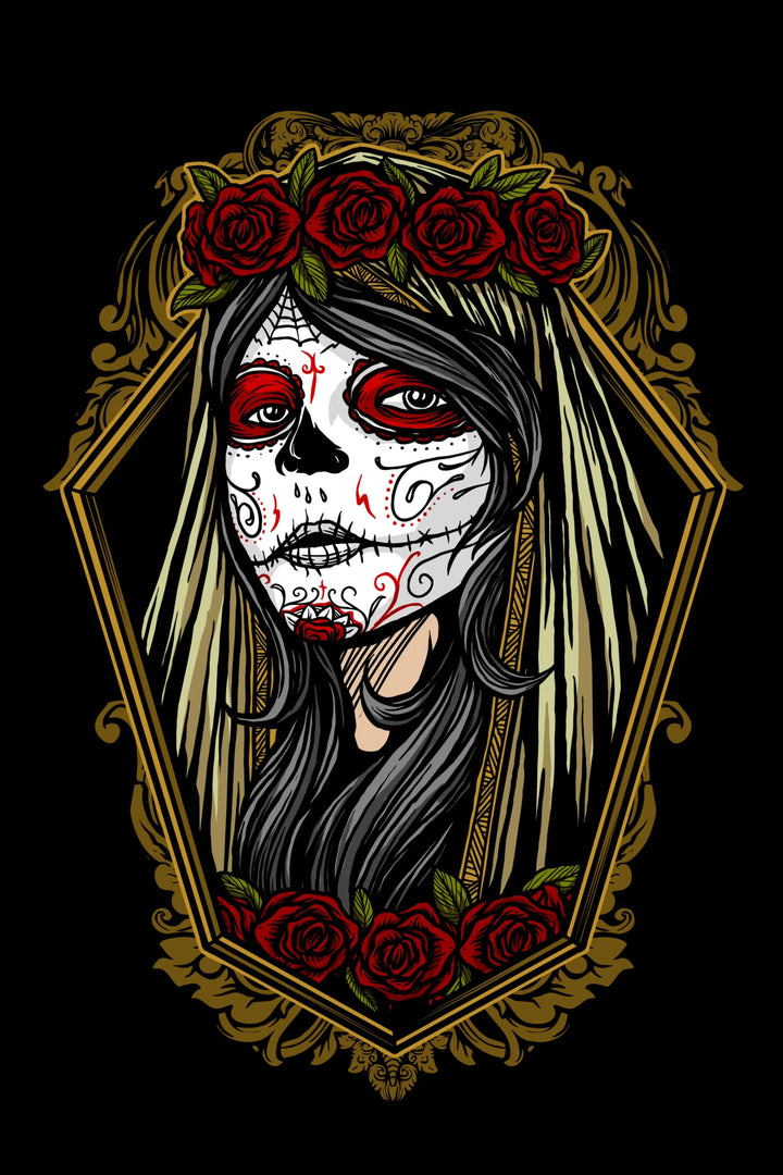 Crimson Elegance - Day of the Dead Wall Art