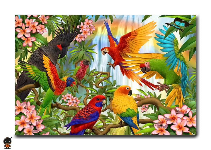 Tropical Harmony - Colorful Parrot Wall Art