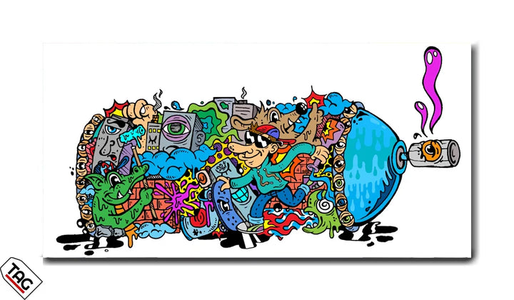 Spray Can Chaos - Vibrant Street Art Illustration