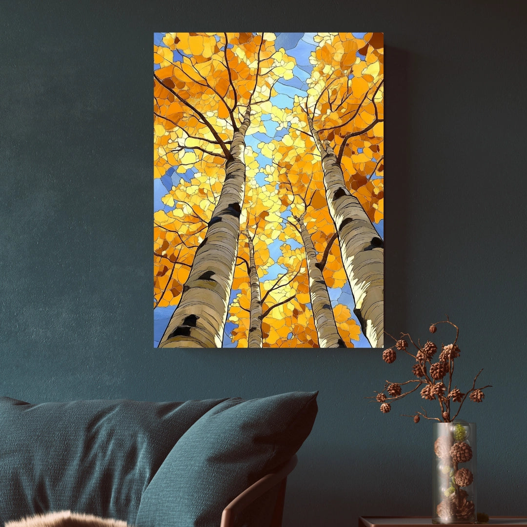 Golden Canopy – A Stained Glass Autumn View
