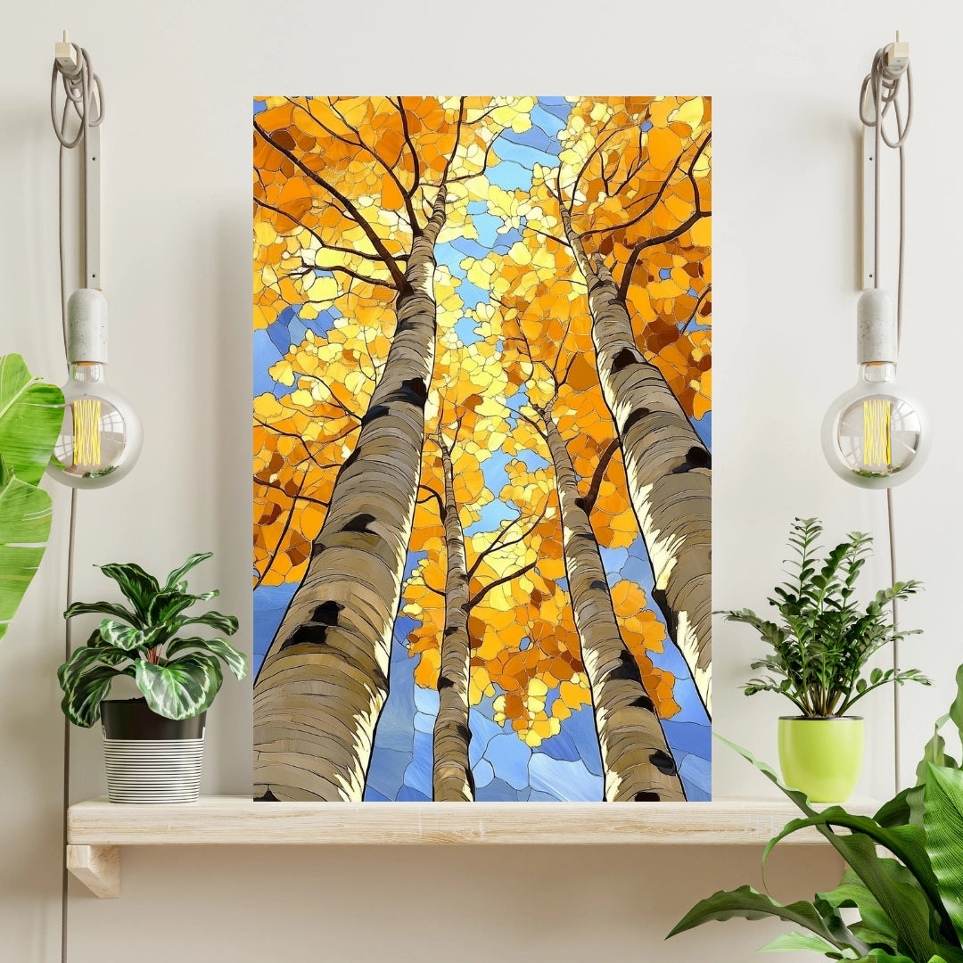 Golden Canopy – A Stained Glass Autumn View