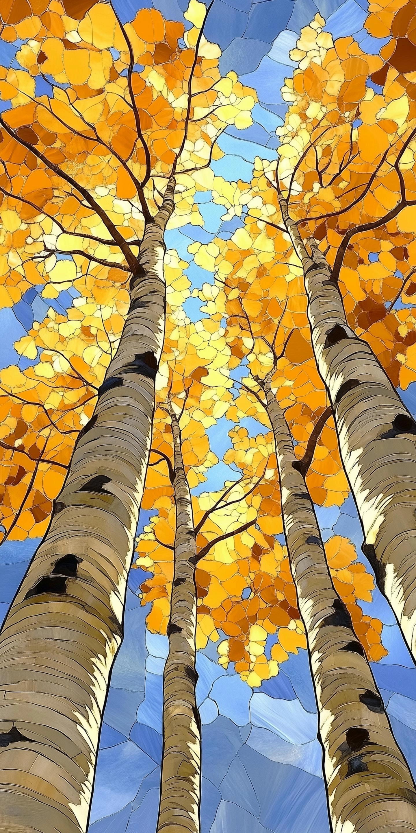 Golden Canopy – A Stained Glass Autumn View