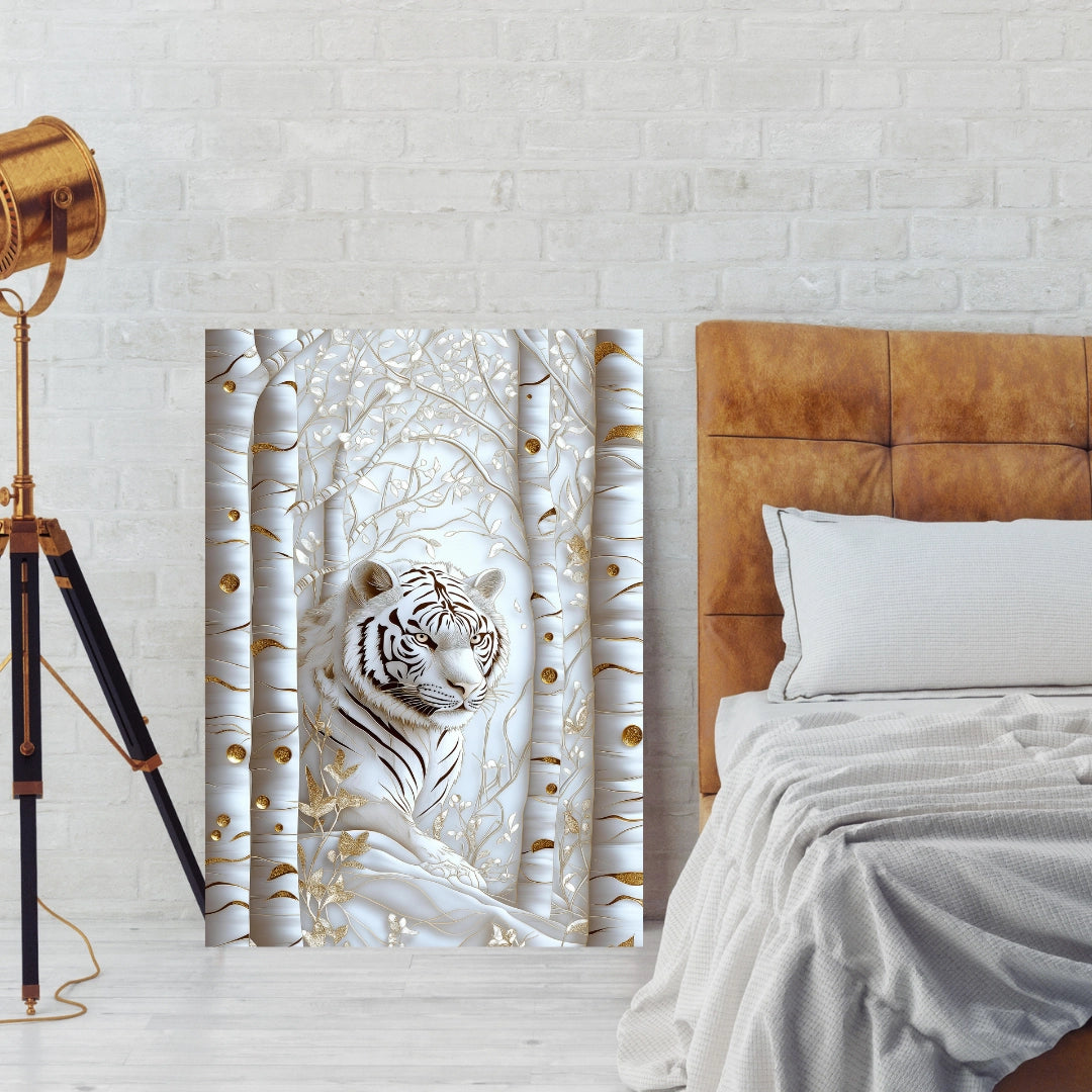 White Tiger Elegance – The Guardian of the Frosted Forest