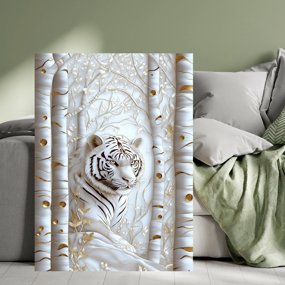 White Tiger Elegance – The Guardian of the Frosted Forest