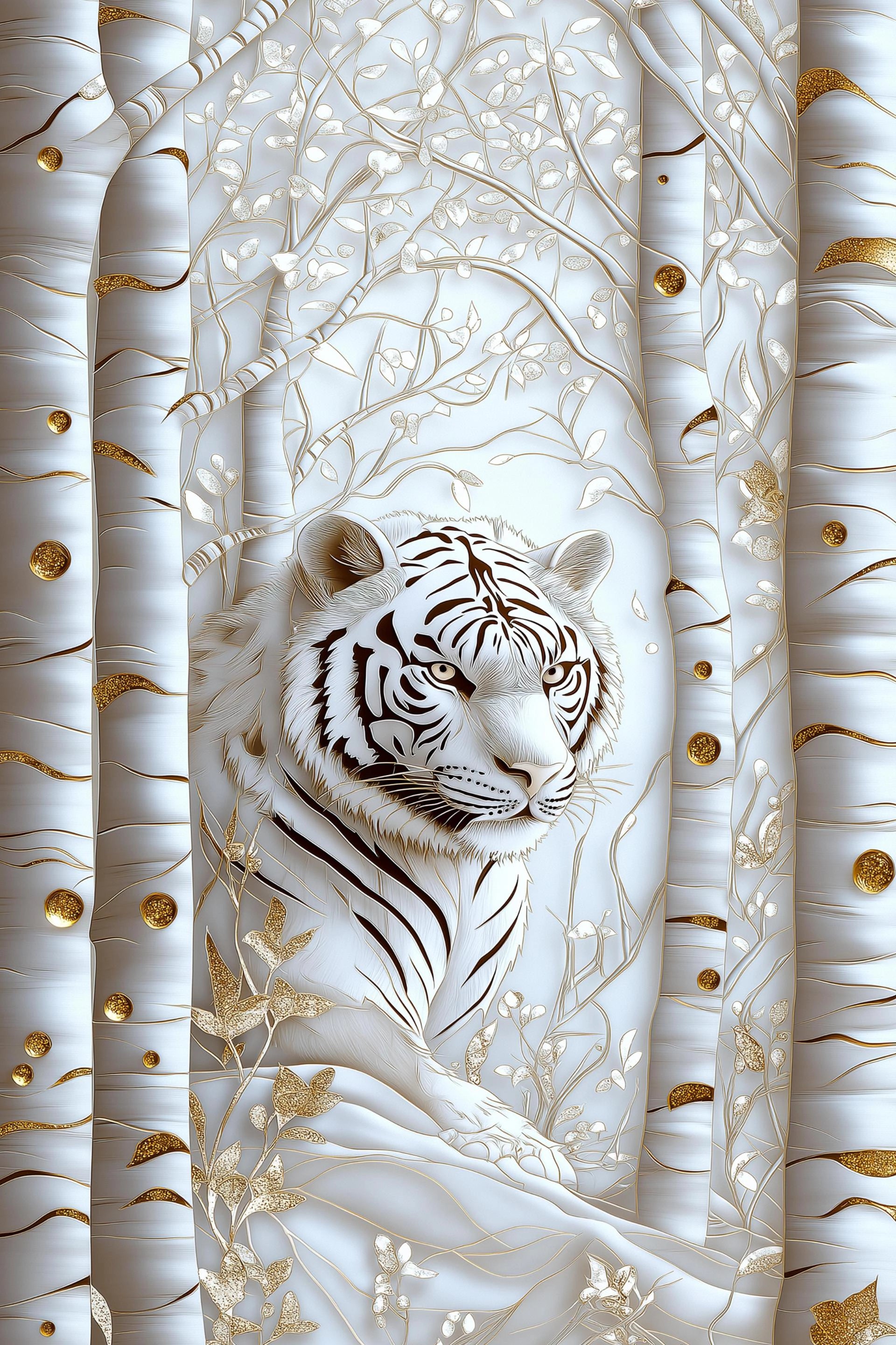 White Tiger Elegance – The Guardian of the Frosted Forest