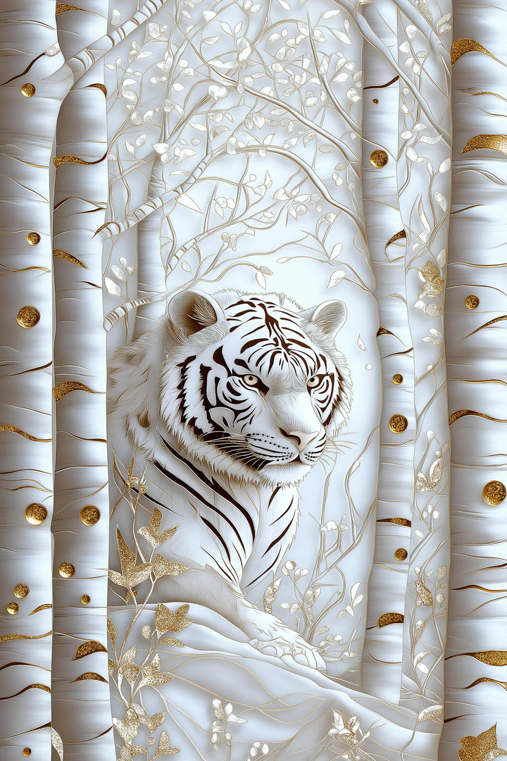 White Tiger Elegance – The Guardian of the Frosted Forest