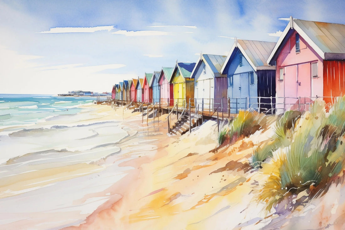 Beachside Bliss - Colorful Beach Huts by the Shore