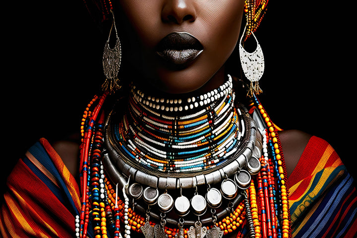 Cultural Elegance – Beaded Portrait Wall Art