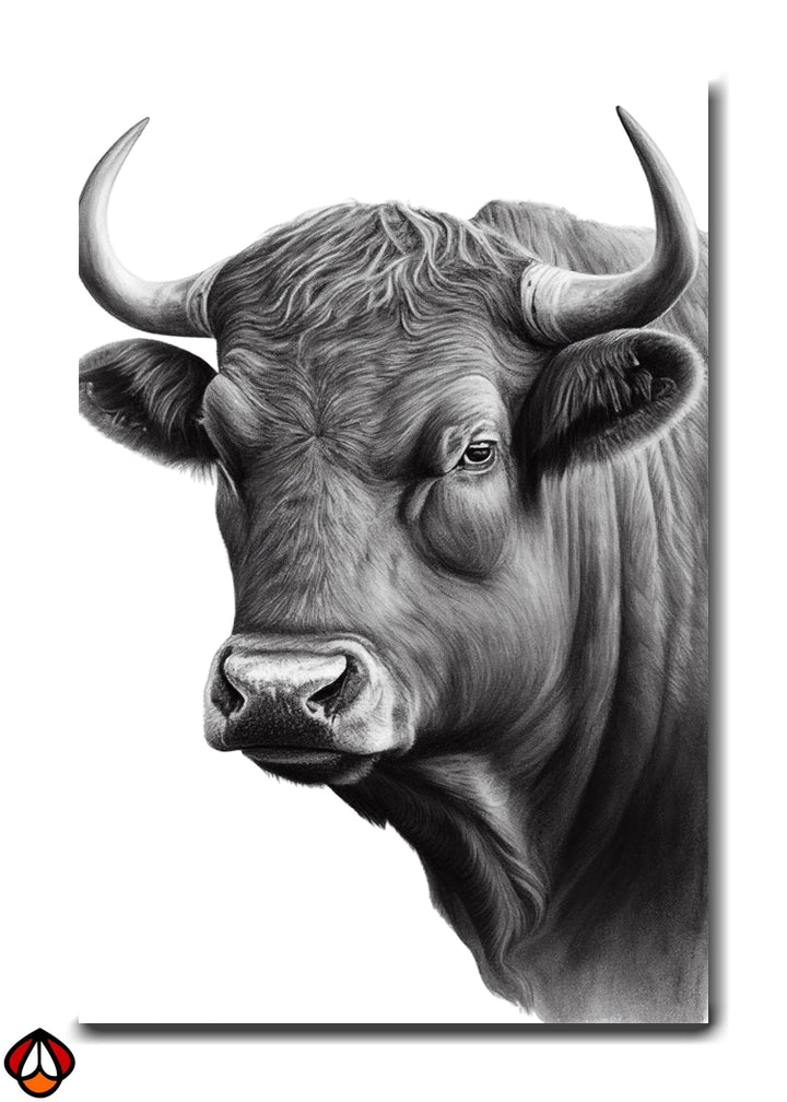 Strength in Simplicity - Bull Monochrome Wall Art