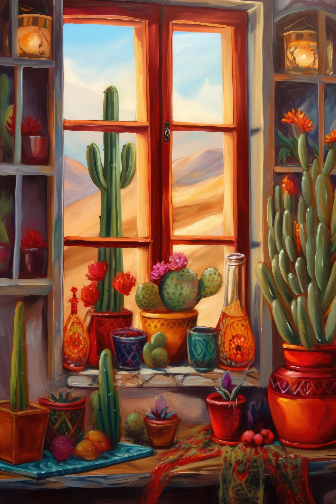 Desert Bloom - Cactus Window View