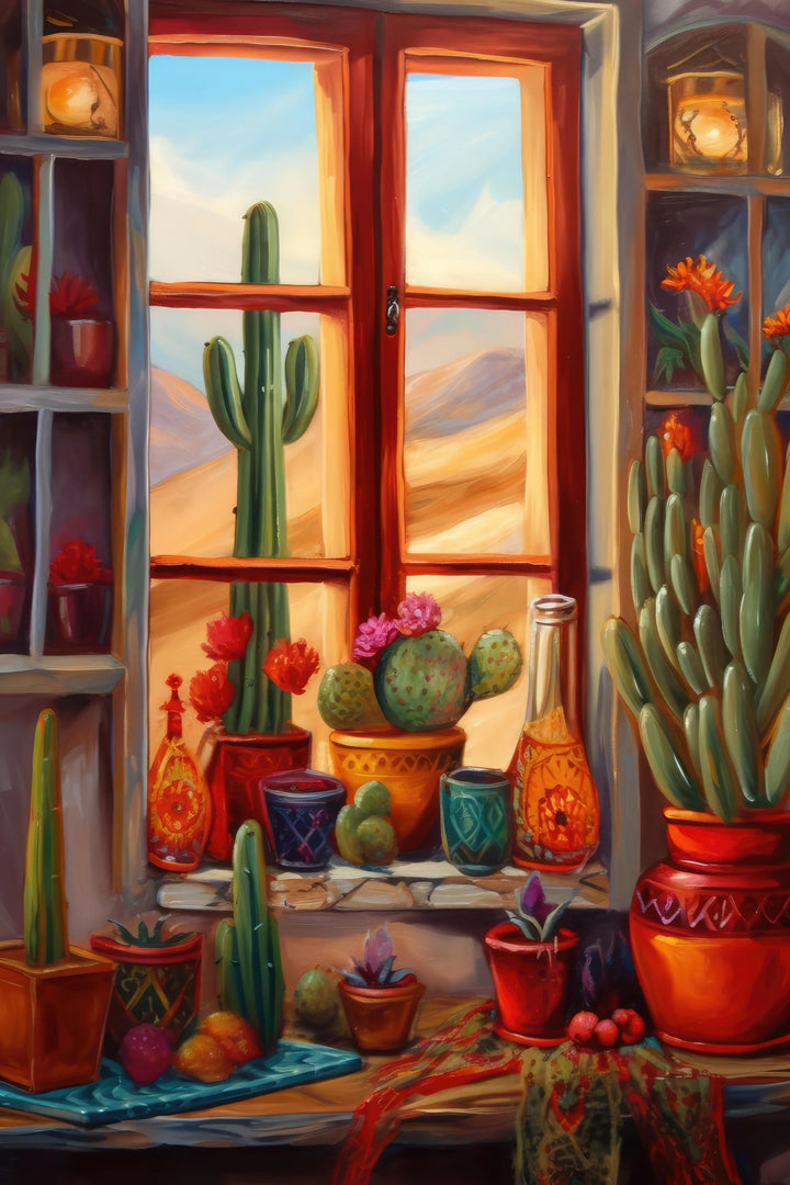Desert Bloom - Cactus Window View