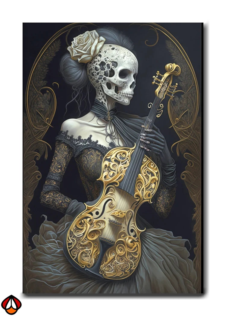 Elegance in the Afterlife - Skeleton Violin Art