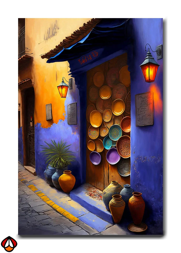 Vibrant Moroccan Alleyway - Artistic Wall Décor