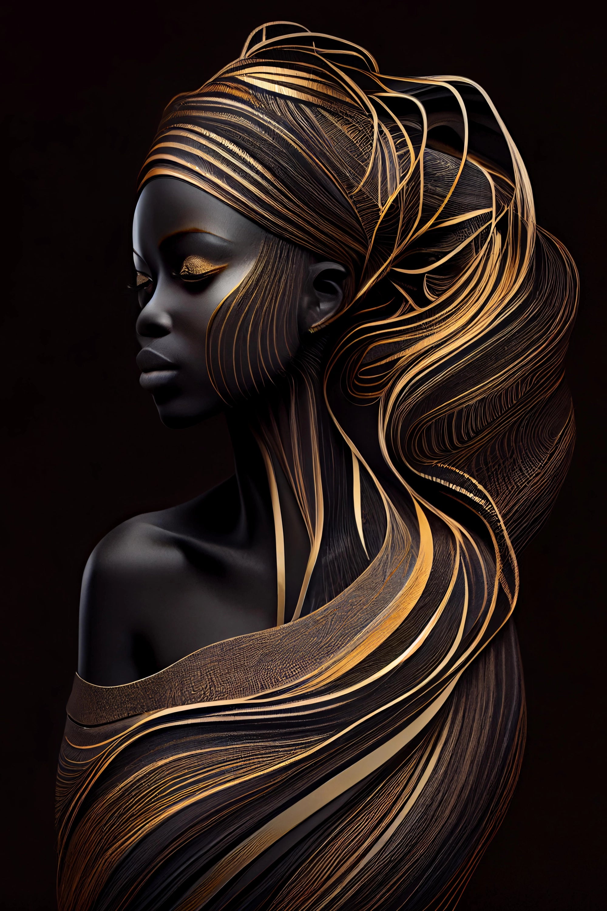 Golden Essence – Luxurious Abstract Portrait