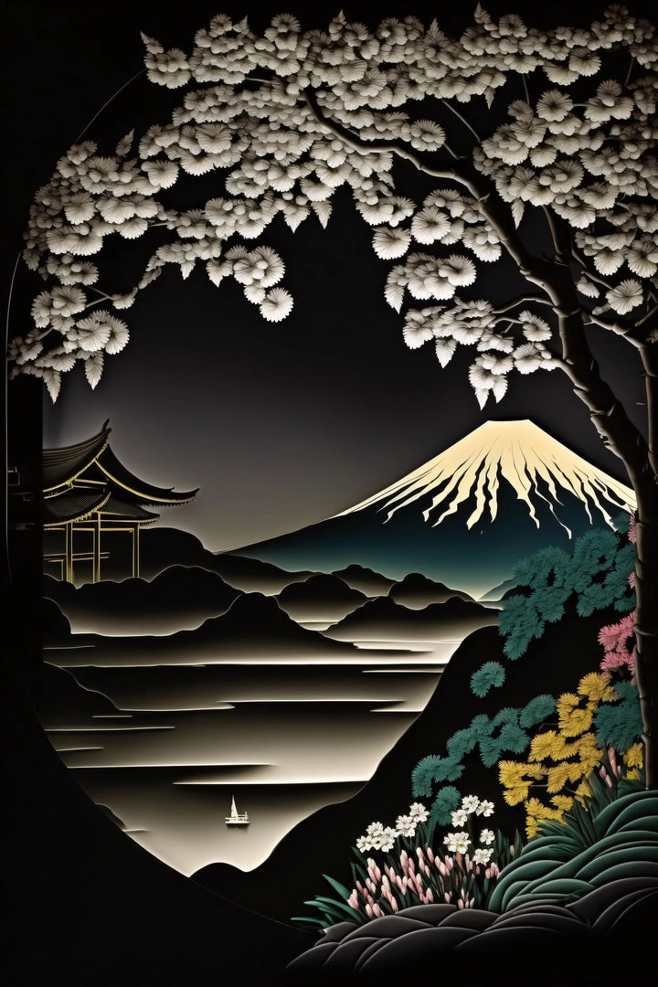 Mount Fuji in Cherry Blossom Frame
