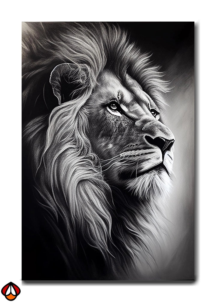 Majestic King - Black & White Lion Portrait Wall Art