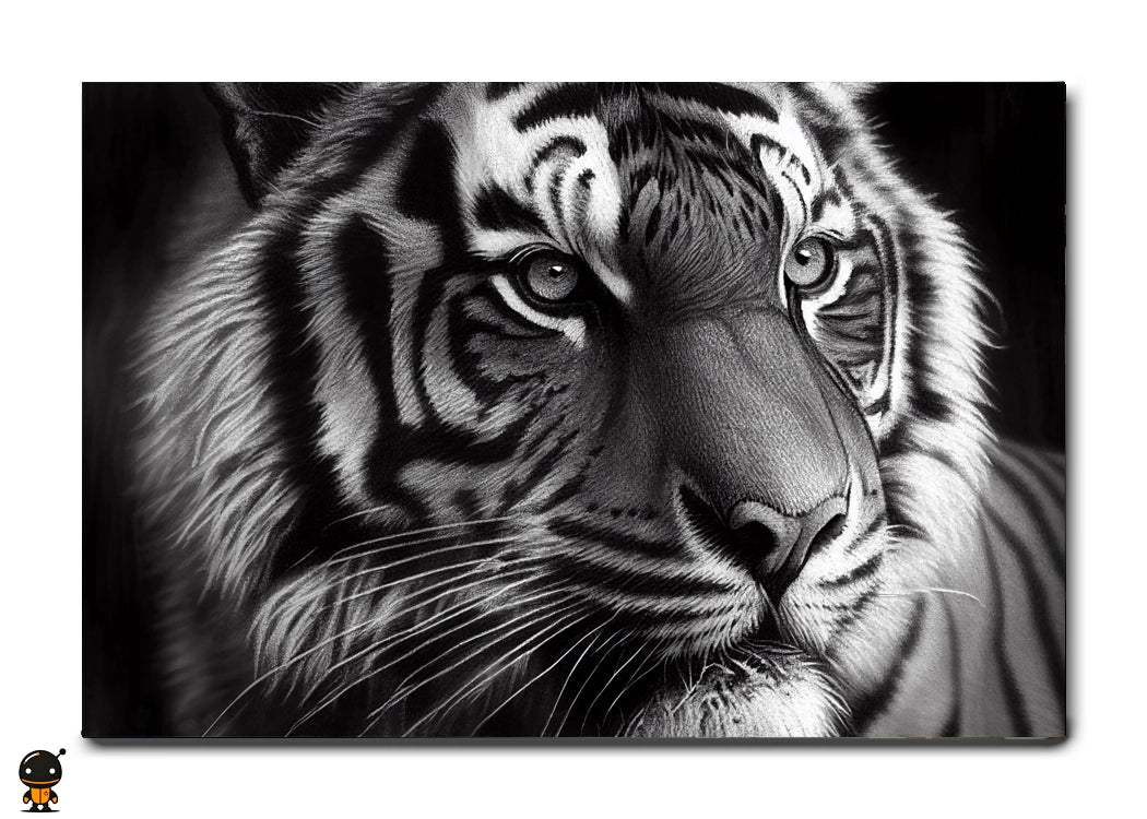 Eternal Gaze - Black & White Tiger Portrait Wall Art
