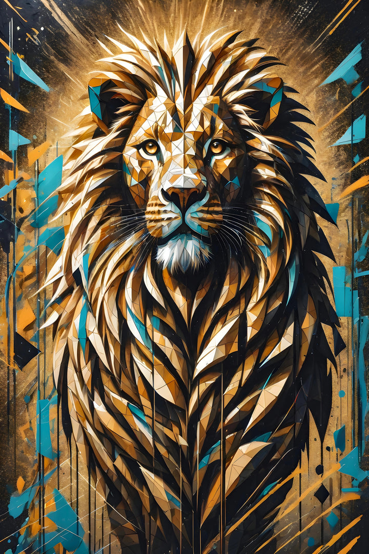 Geometric Majesty - Abstract Lion Art