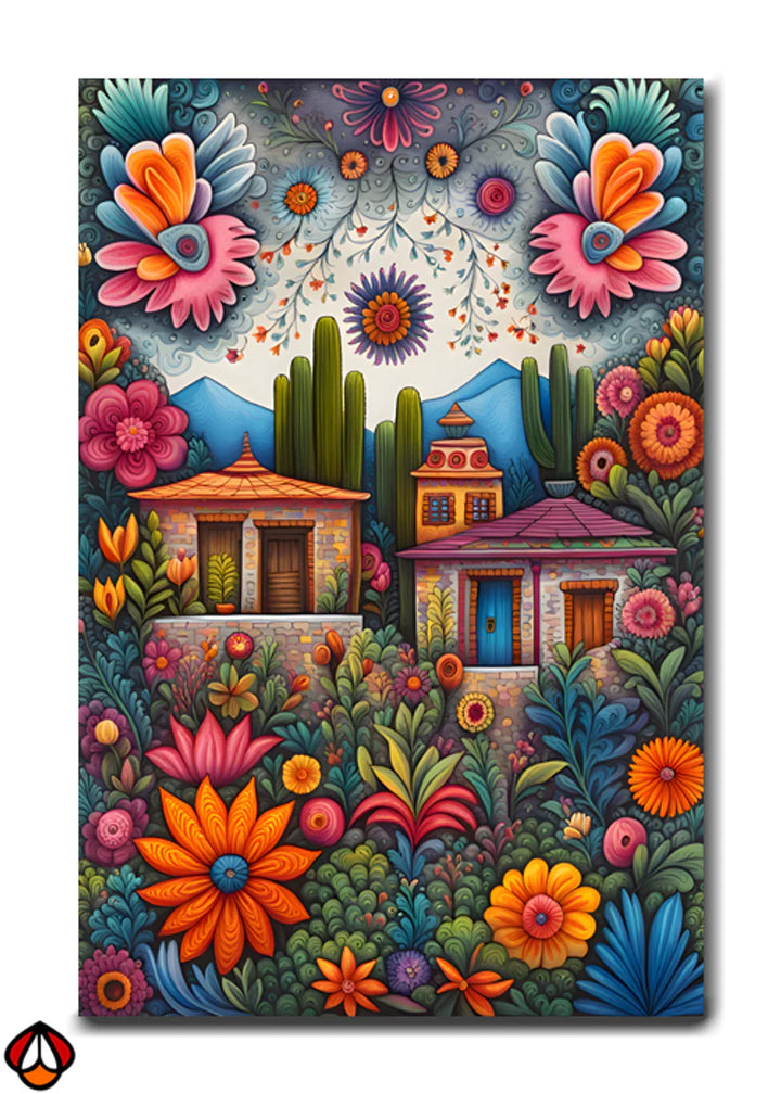 Floral Village Dream - Whimsical Wall Art
