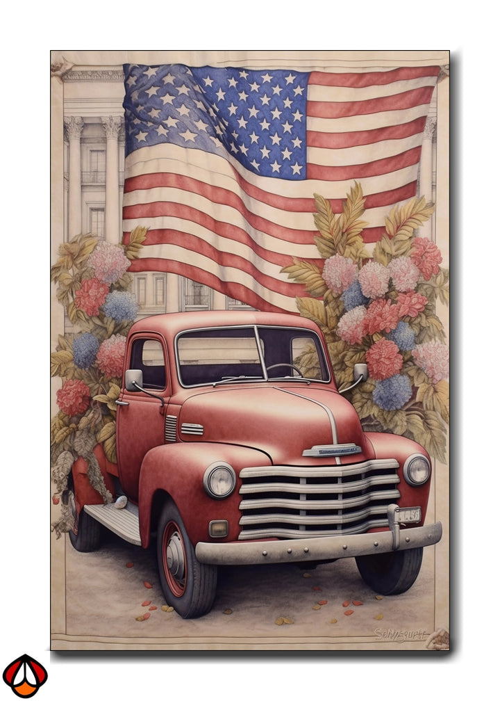 Heritage Pride - Red Vintage Truck Wall Art