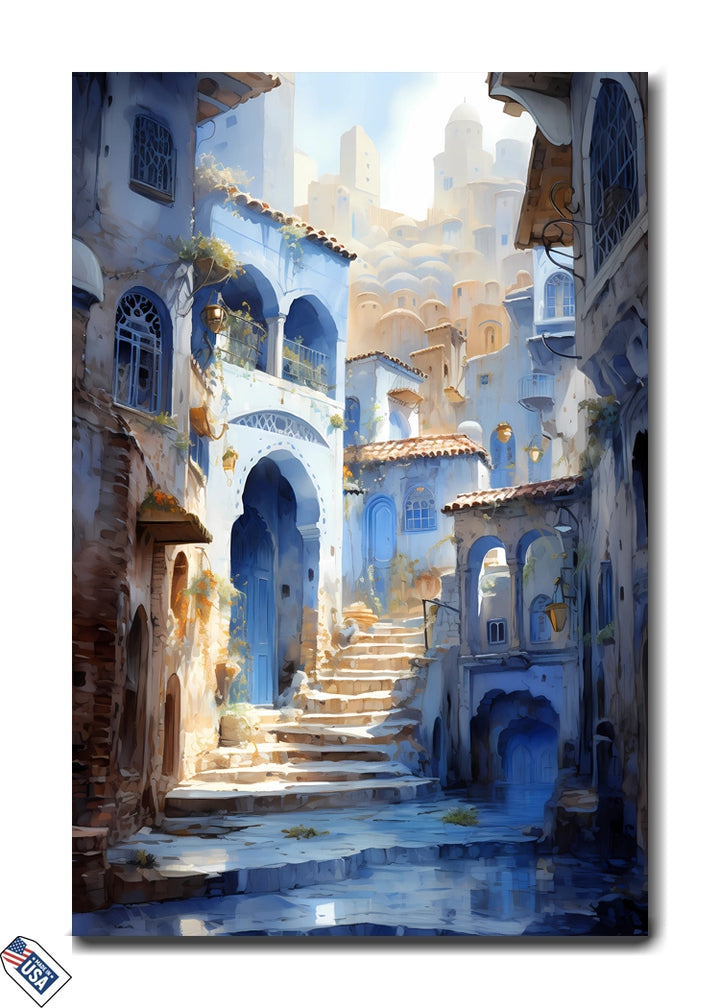 Mediterranean Blue Village - Artistic Wall Art