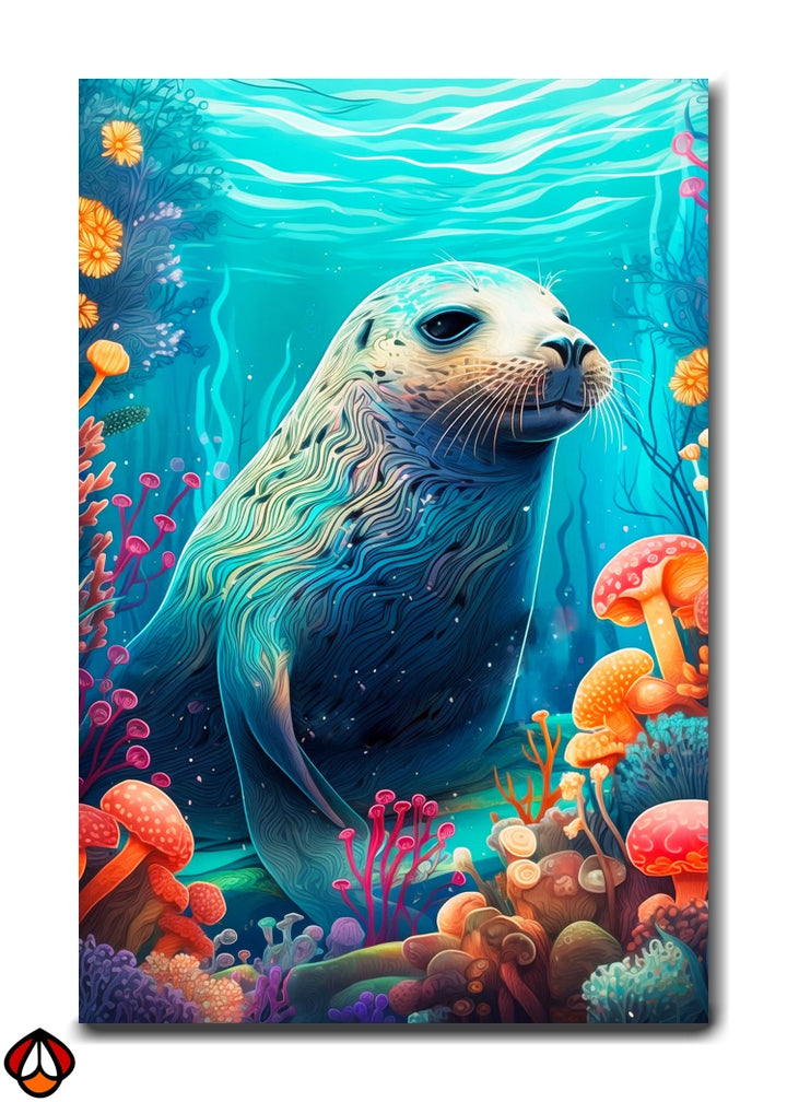 Enchanting Seal Underwater - Vibrant Ocean Wall Art