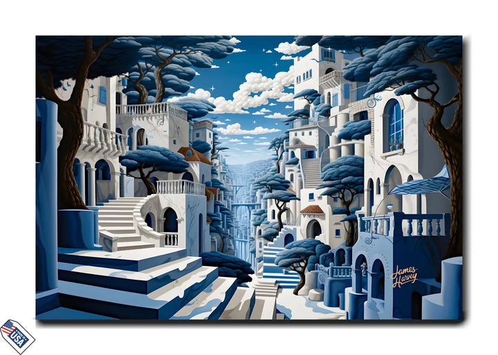 Blue Oasis - Staircase to Tranquility Wall Art