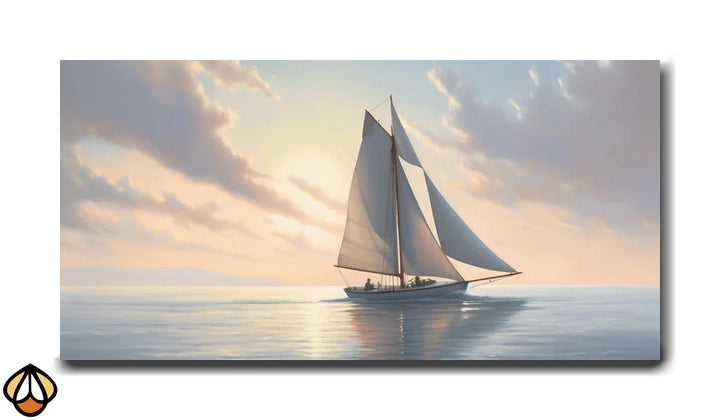 Tranquil Horizon - Serene Sailing Artwork
