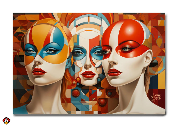 The Masks of Expression - Vibrant Abstract Portrait