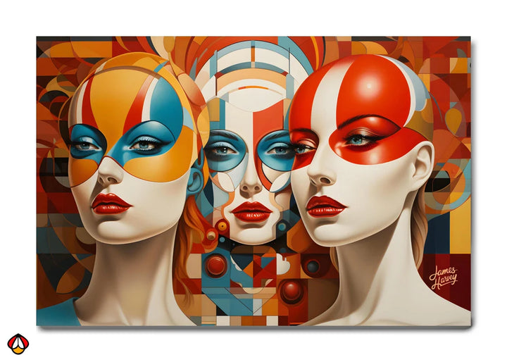 The Masks of Expression - Vibrant Abstract Portrait