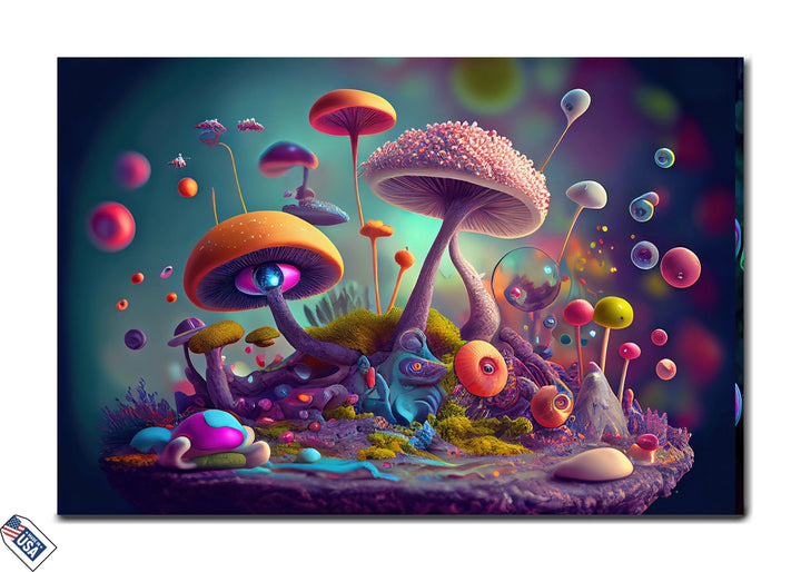 Cosmic Mushroom Landscape - Surreal Fantasy Realm