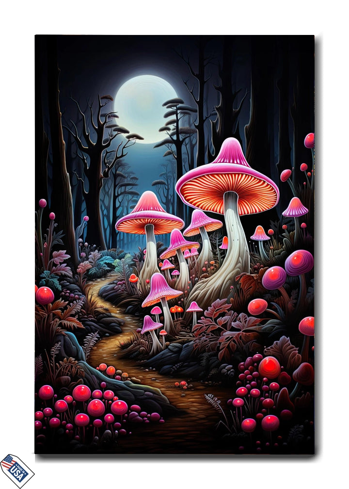 Moonlit Mushroom Trail - Mystical Forest Scene