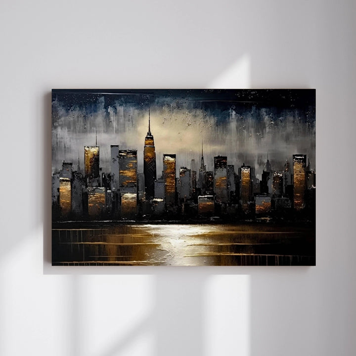 Golden Skyline - City Lights at Dusk Wall Art