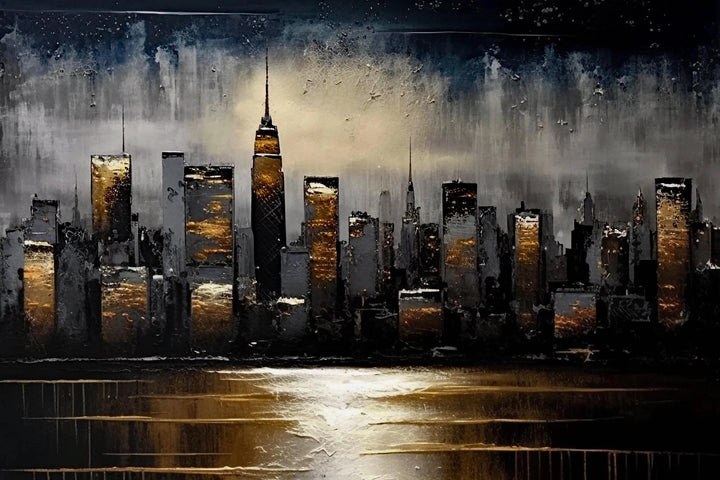 Golden Skyline - City Lights at Dusk Wall Art
