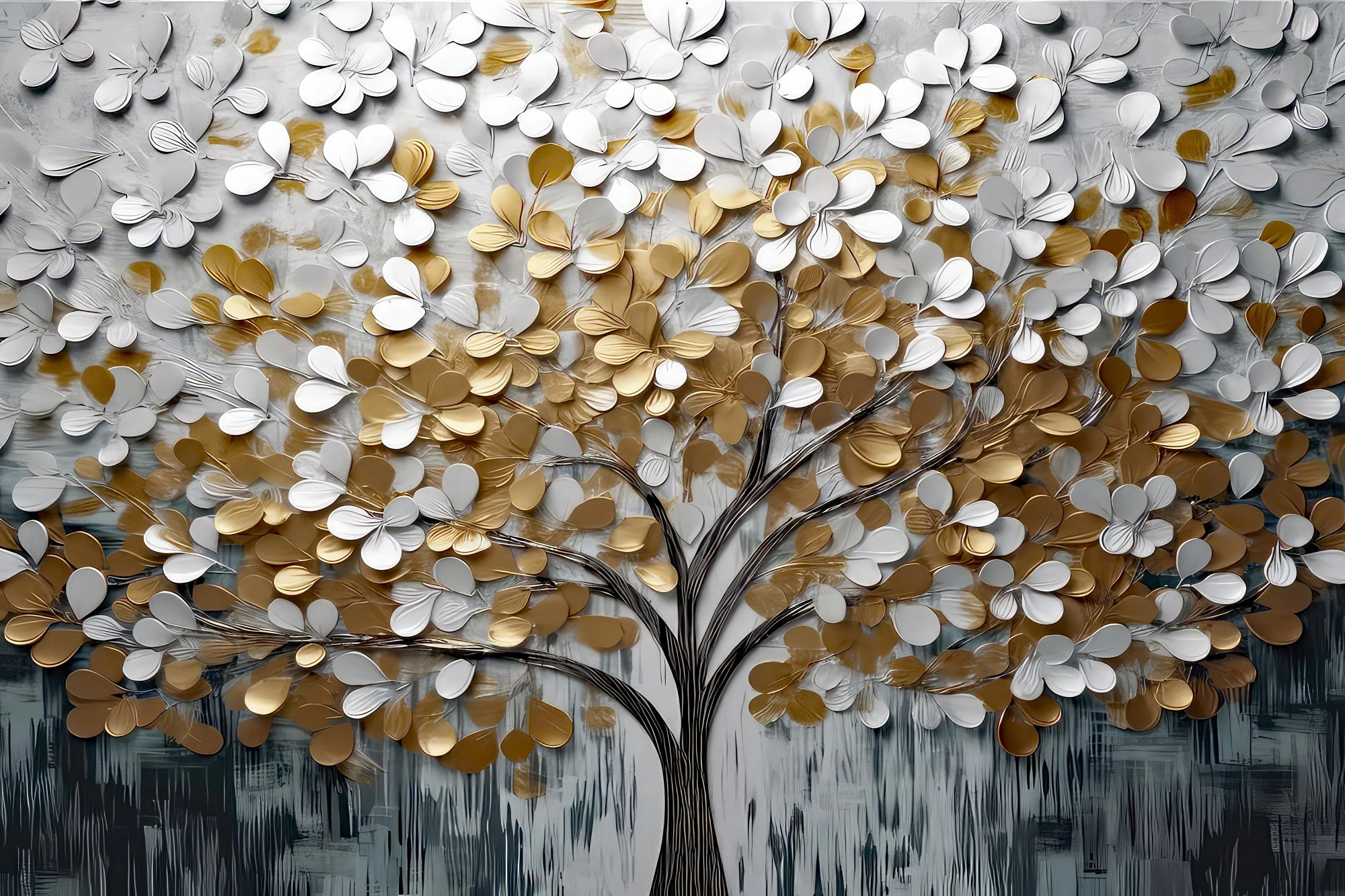 Golden Blossom - 3D Abstract Tree Art