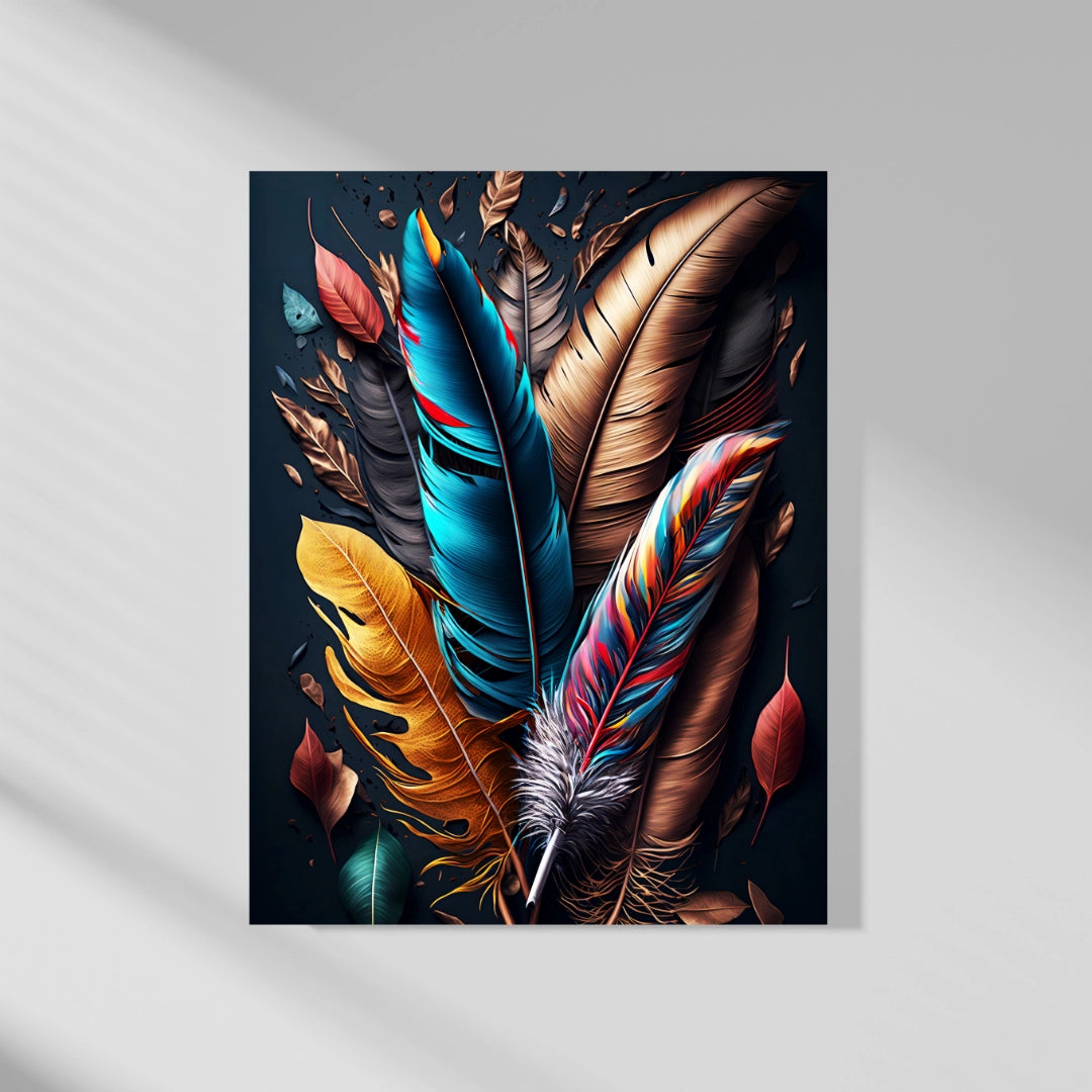 Vibrant Feathers Composition - Nature's Palette in Art