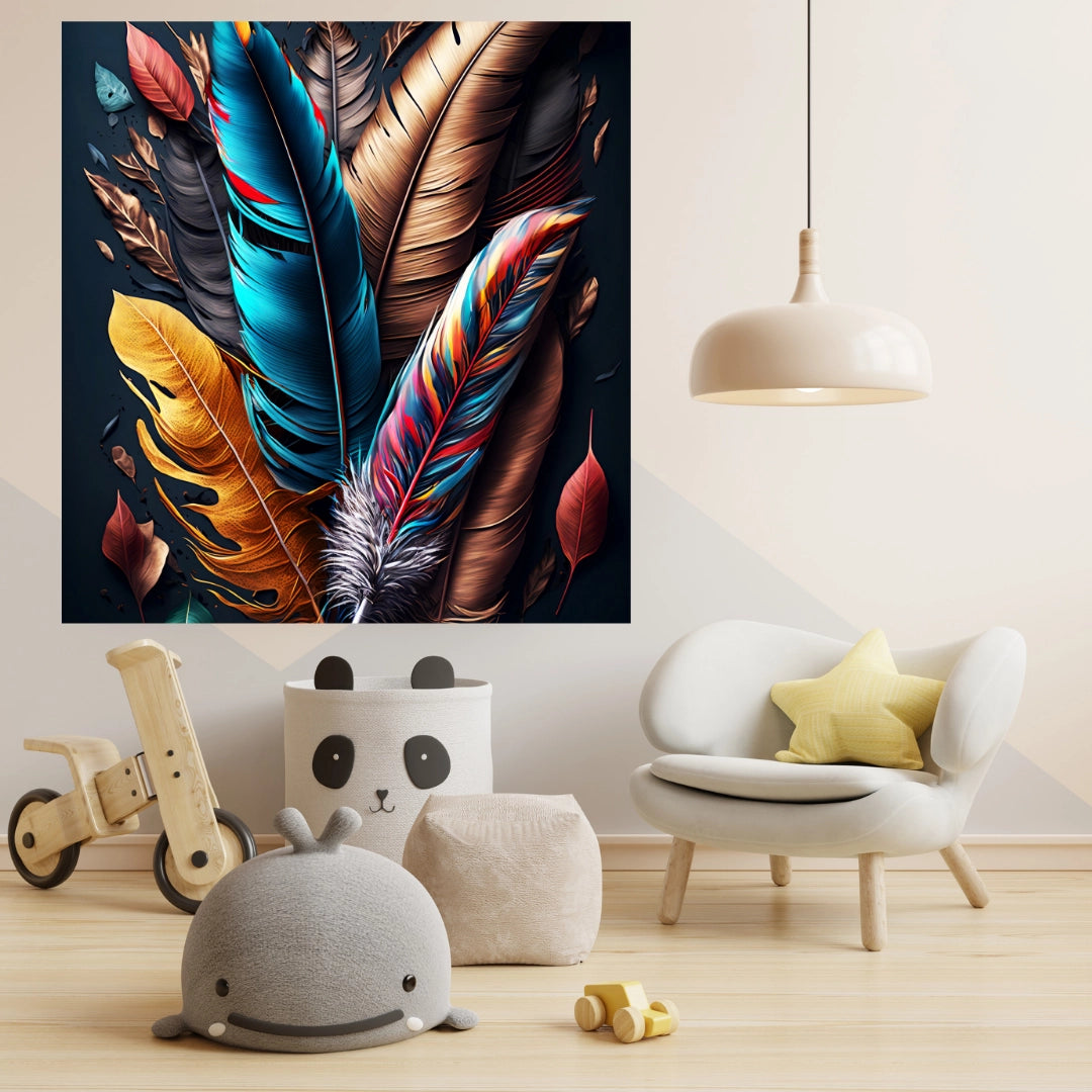 Vibrant Feathers Composition - Nature's Palette in Art