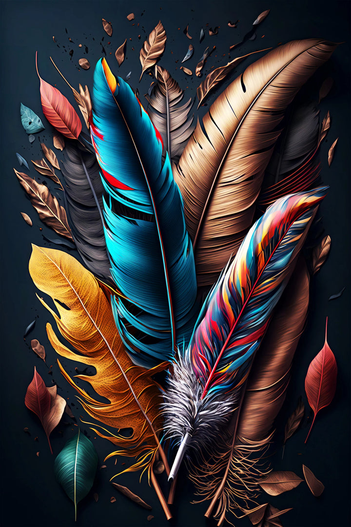 Vibrant Feathers Composition - Nature's Palette in Art