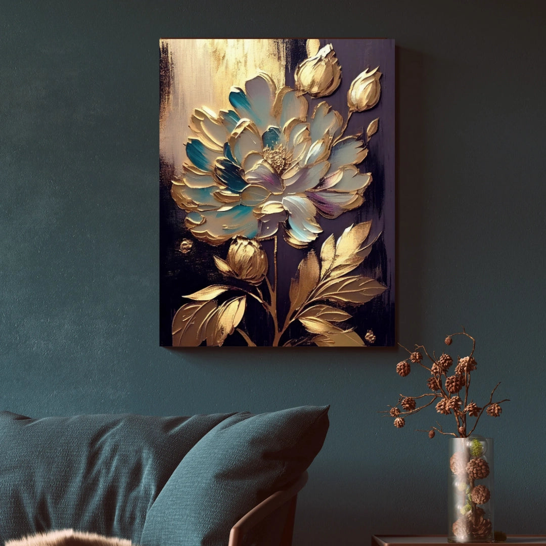 Golden Bloom - Luxury Floral Wall Art